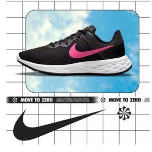 Nike Revolution 6 Black/Hyper Pink/Pink Foam Girls Running Sz 6Y - Brand new